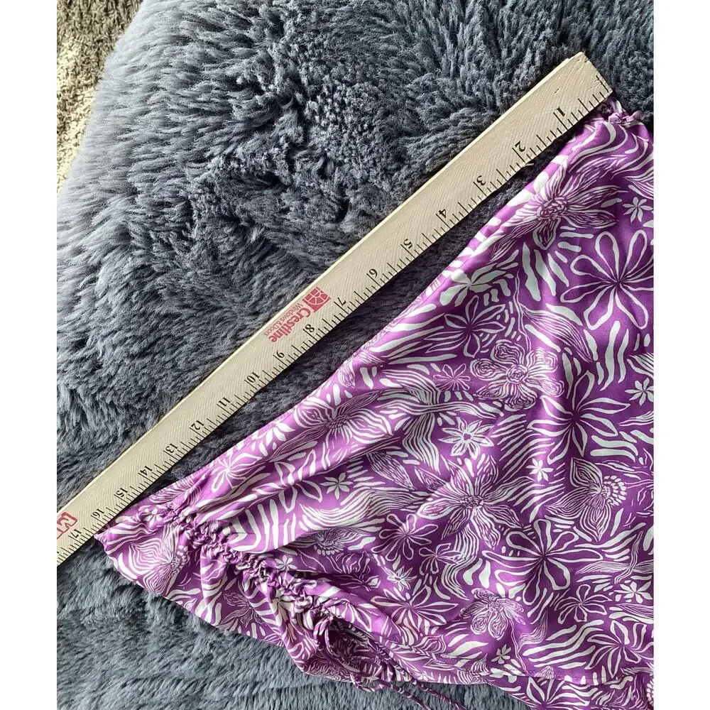 NWT Free People Womens High Waist Slit Maxi Skirt Mulberry Floral Purple Size 12